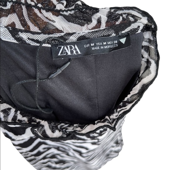 Zara Zebra‎ Print Mock Neck Ruffled Midi Dress Size: M New! - Picture 6 of 7